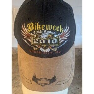 Bike Week 2010 Ocean City Maryland Baseball Cap Hat Adjustable Black Embroidered